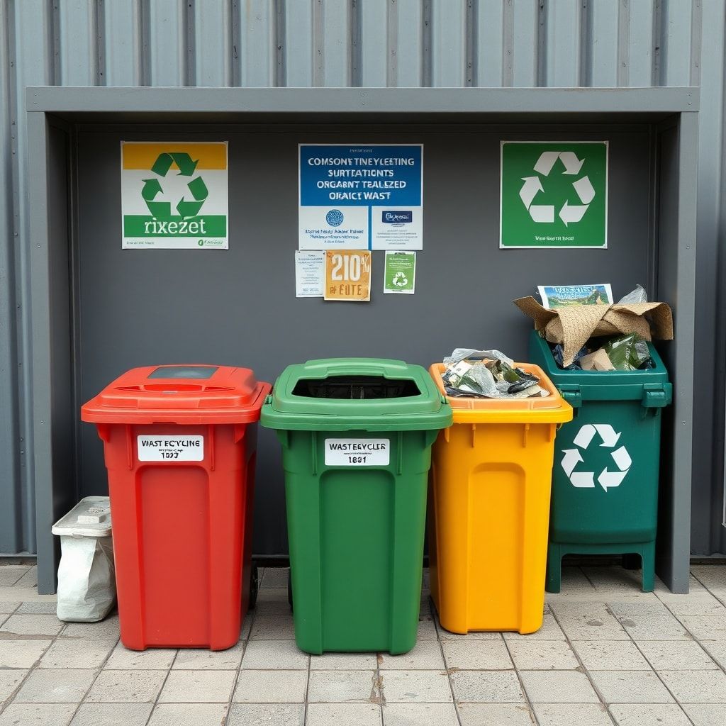 innovative - waste recycling bins, composting organic waste, recycling station with different materials