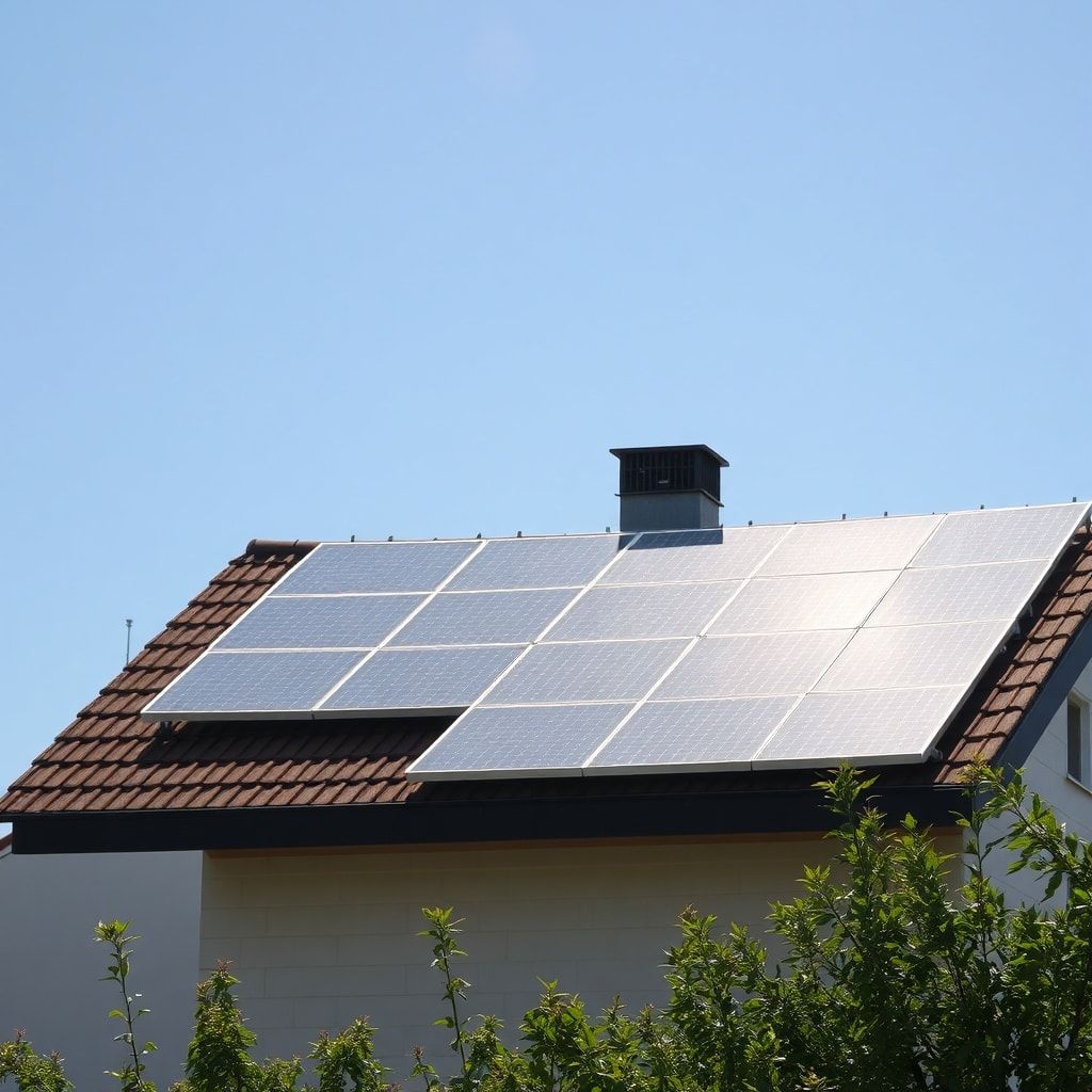 sustainable - solar panels on a house roof, generating clean renewable energy under the sun