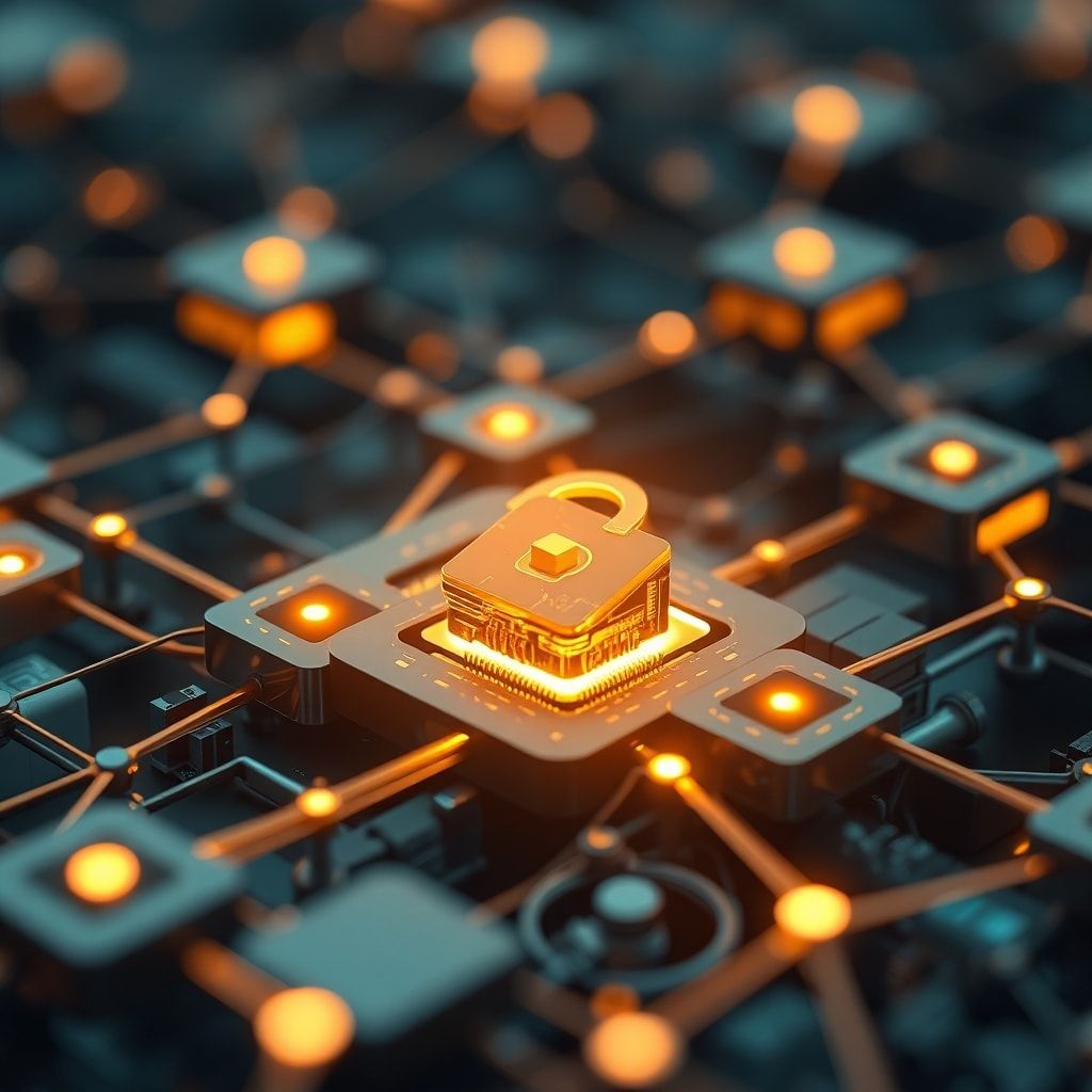 unveiling - blockchain technology concept with interconnected blocks, digital security, high-tech design