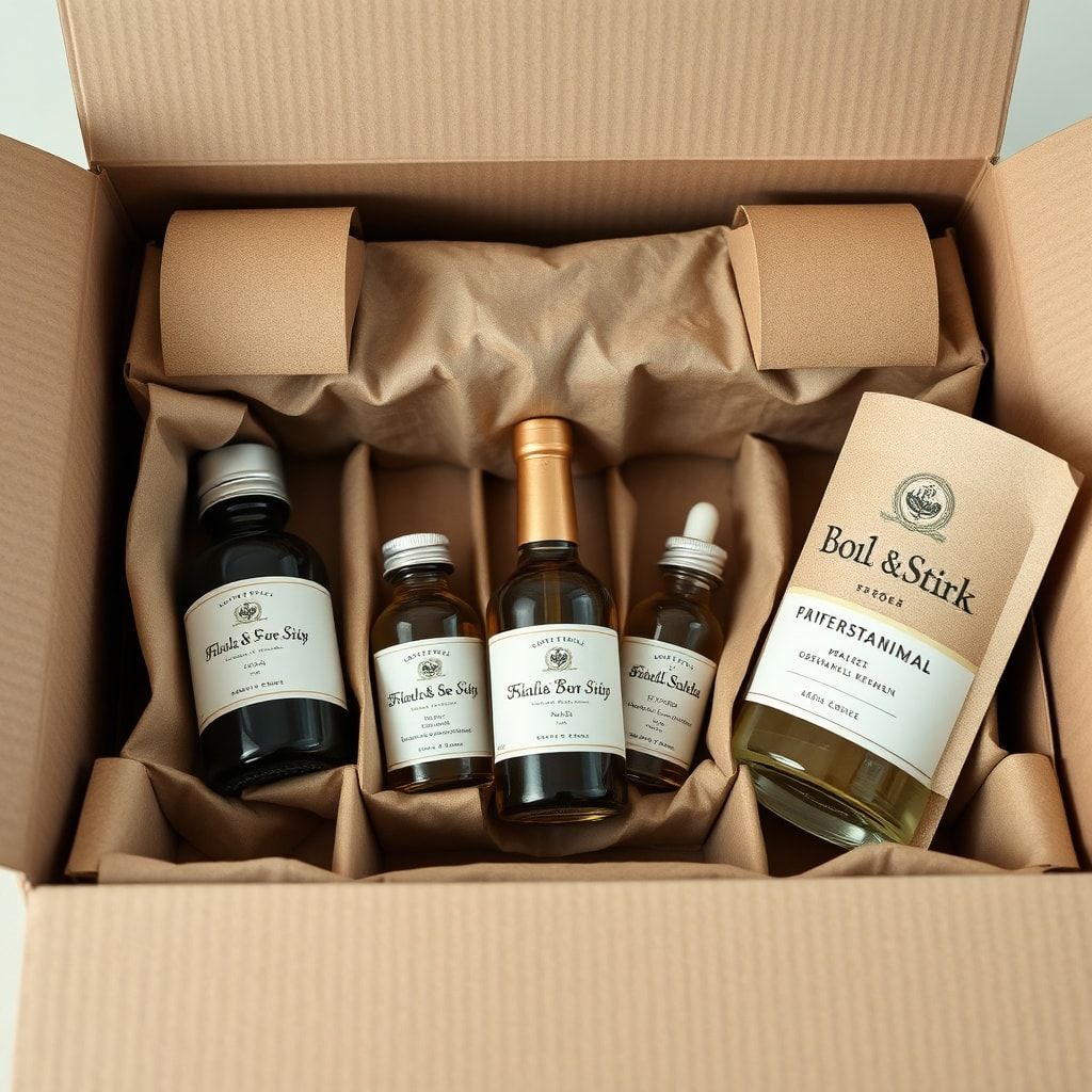 unboxing - A close-up shot of the interior of a custom corrugated box, showcasing intricate custom-fit inserts made from sust