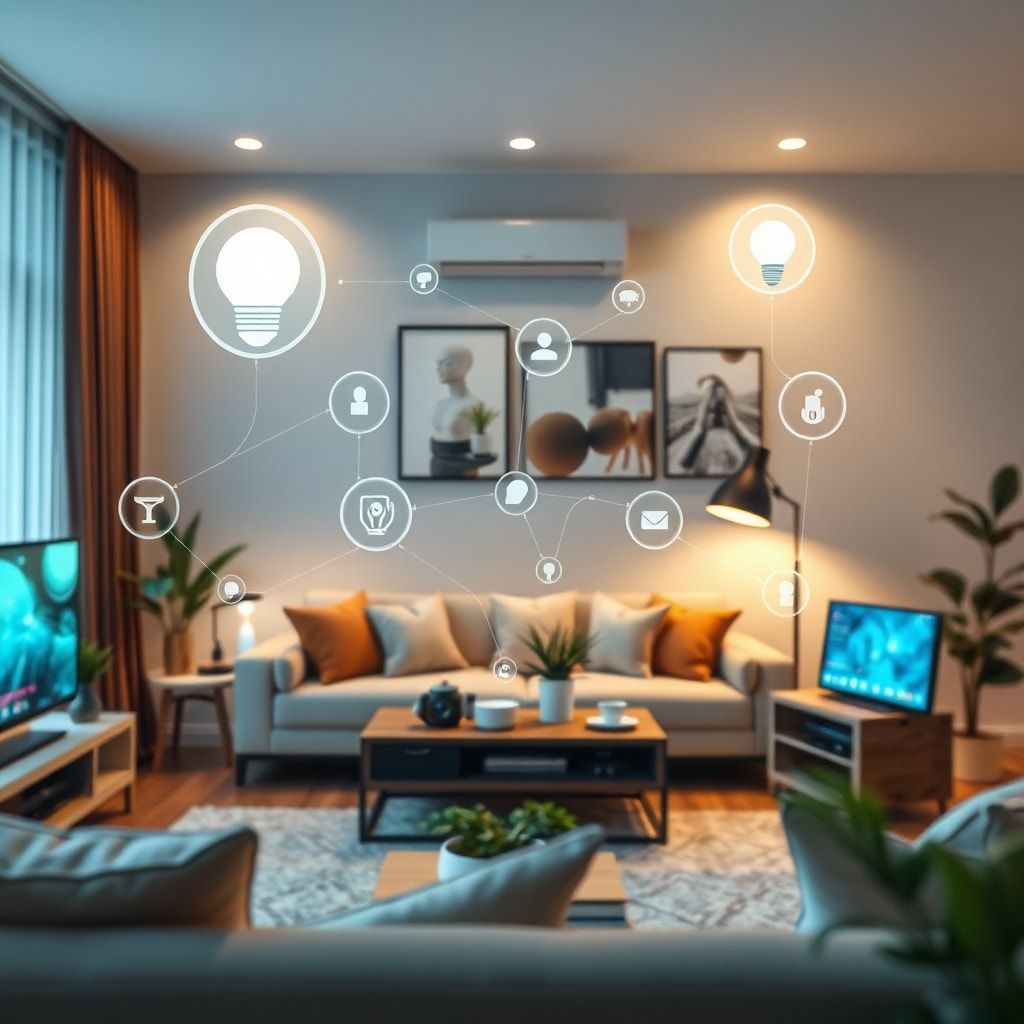 innovative - smart home devices connecting seamlessly, IoT ecosystem, interconnected gadgets, automated systems, energy effic