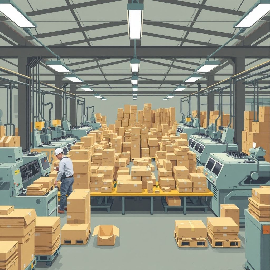 revolutionizing - Image of a corrugated packaging manufacturing unit with machines and workers