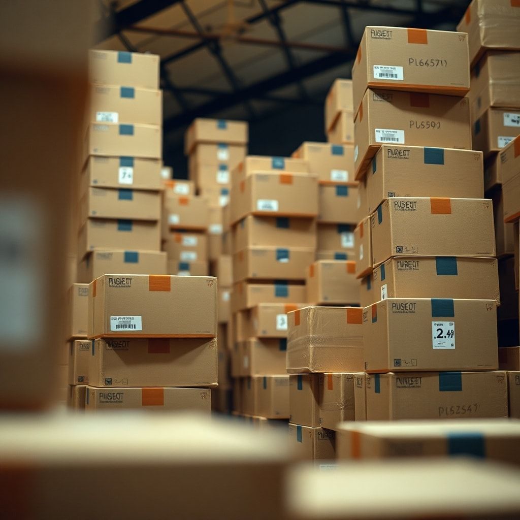 revolutionizing - Image of stacked corrugated boxes in a warehouse, ready for shipment
