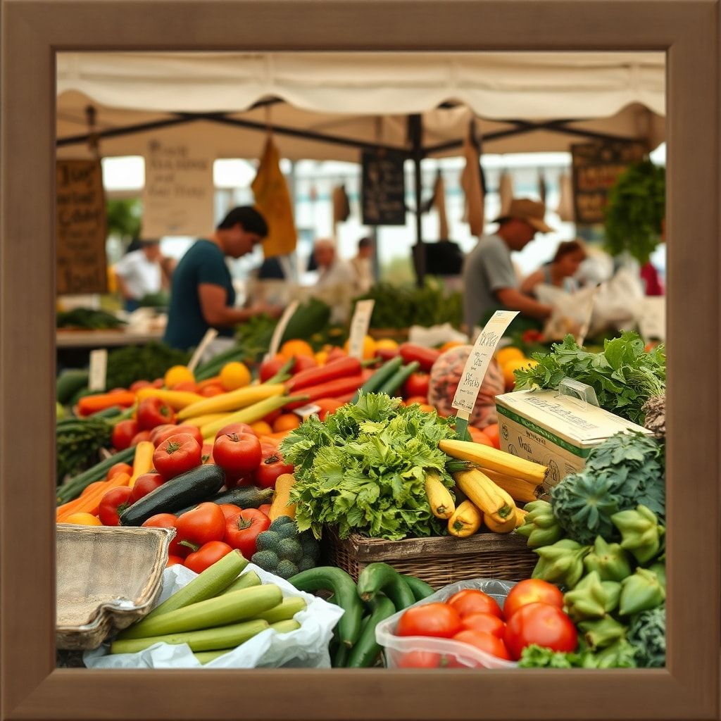 sustainable - local and organic produce at a farmer's market