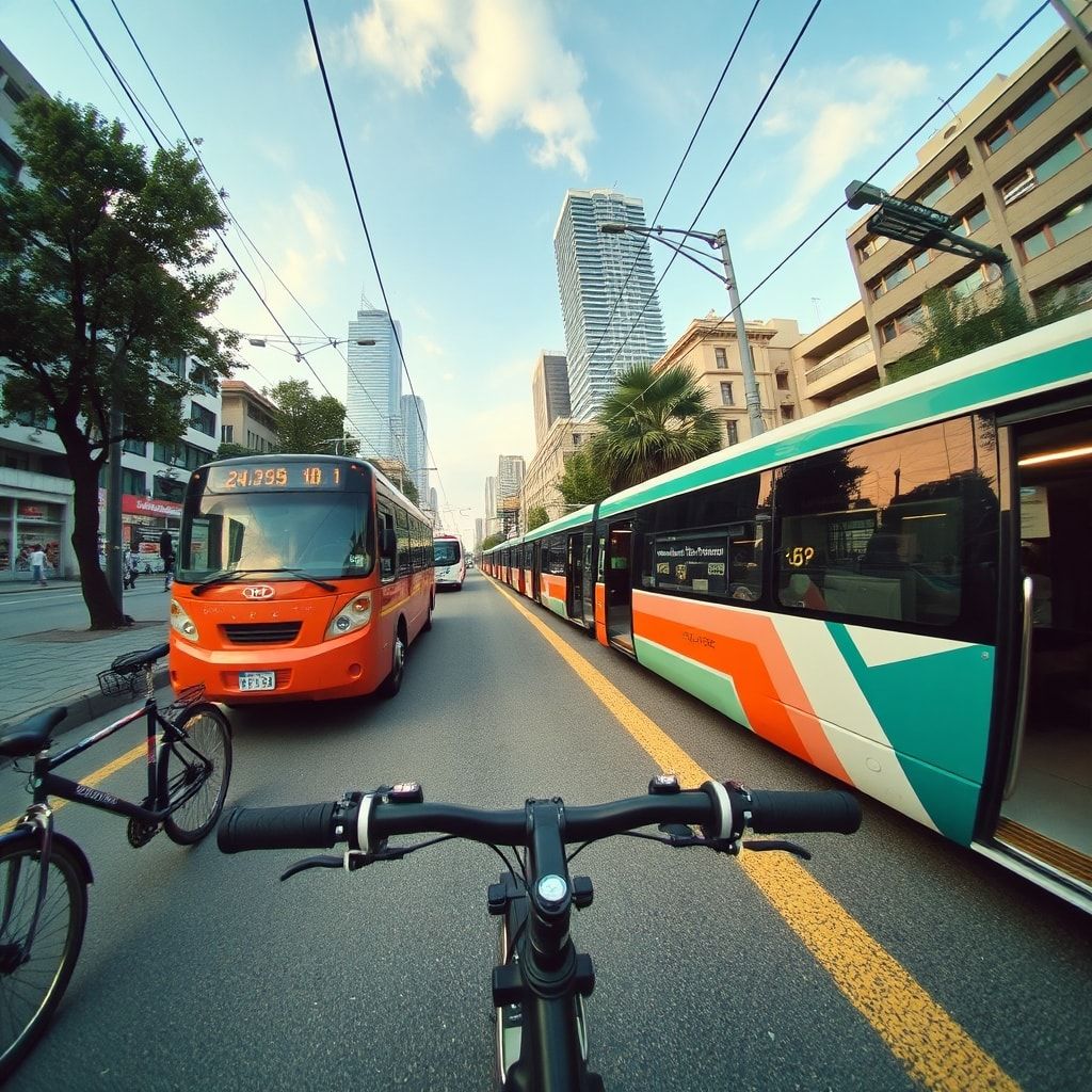 sustainable transportation with bikes and public transportation