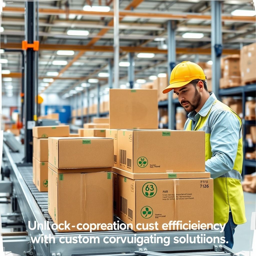 A warehouse worker efficiently assembling custom corrugated boxes on an assembly line, showcasing the ease of use and tailore