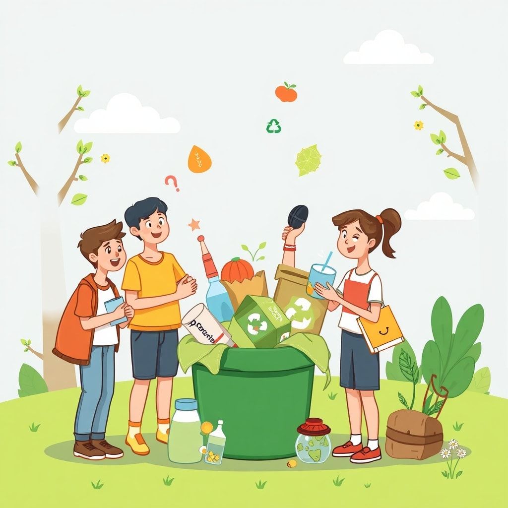 people recycling waste and using eco-friendly products