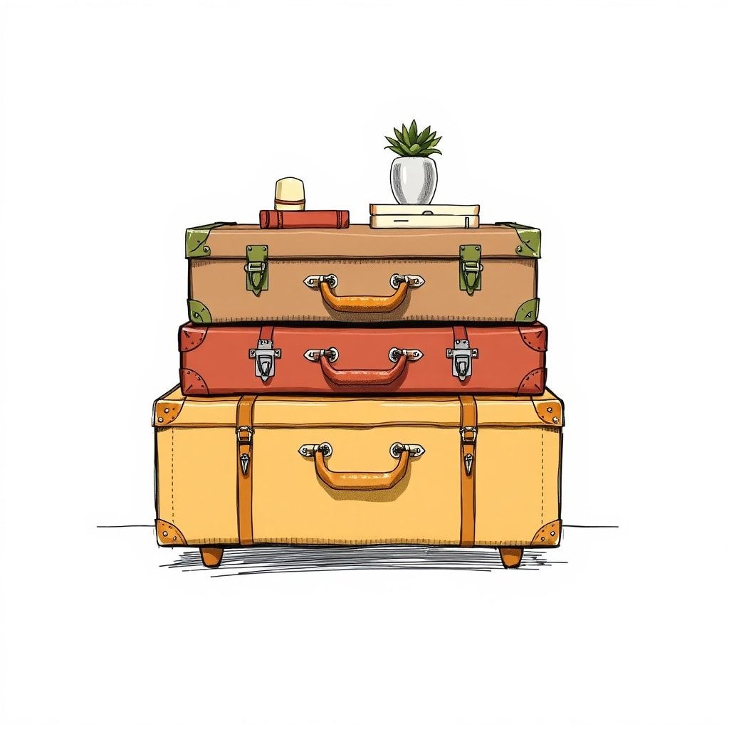 stacked vintage suitcases as a unique side table, retro and stylish, creative home decor idea