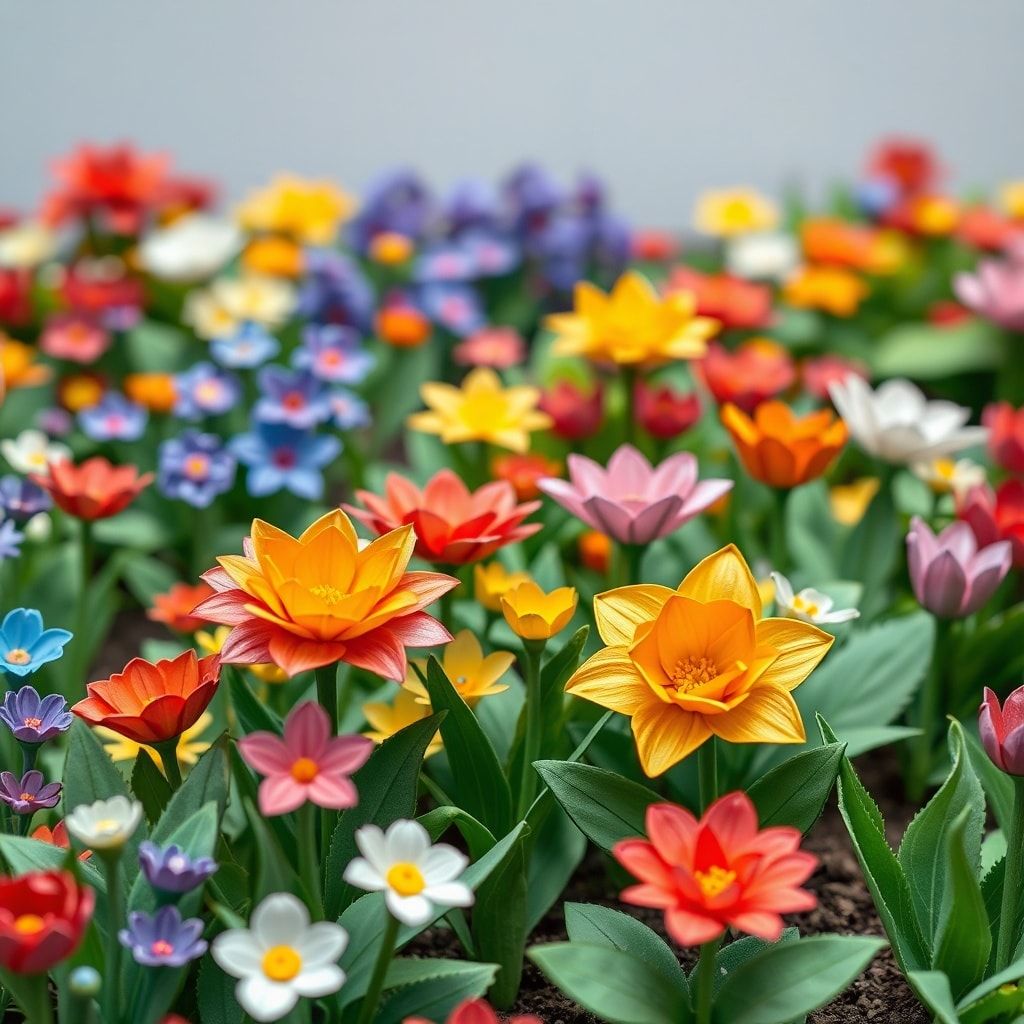 unleash - origami flower garden, colorful and vibrant, intricate details, natural inspiration, artistic composition, serene a