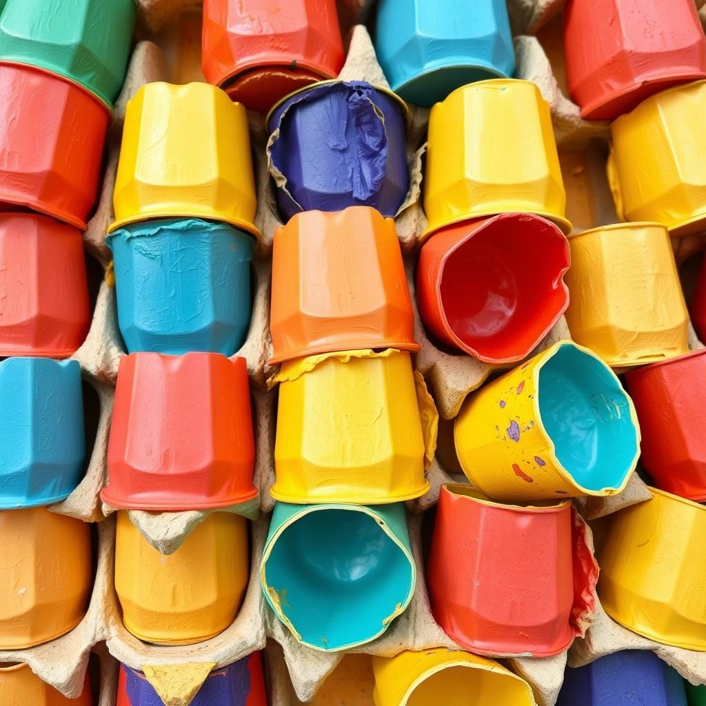 colorful wall art made from painted paper egg carton cups, vibrant and textured, creative DIY project for home decor