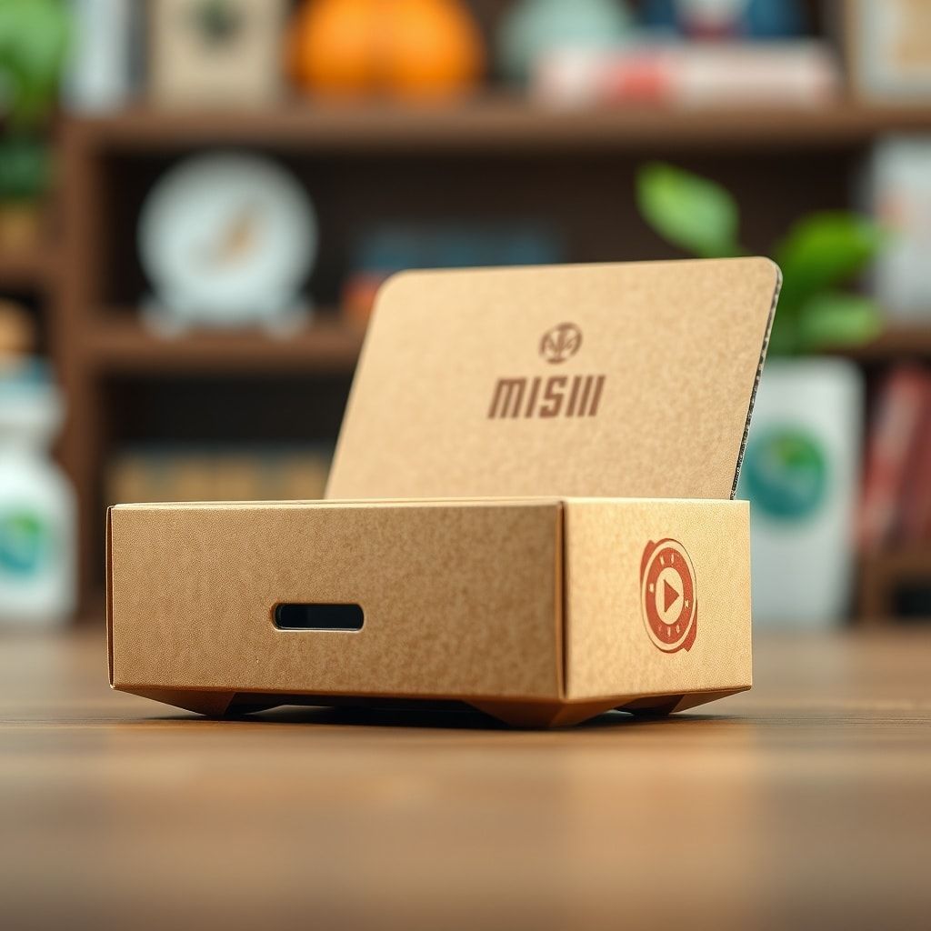 evolution - cutting-edge smart packaging with embedded sensors, interactive AR packaging design, futuristic cardboard materia