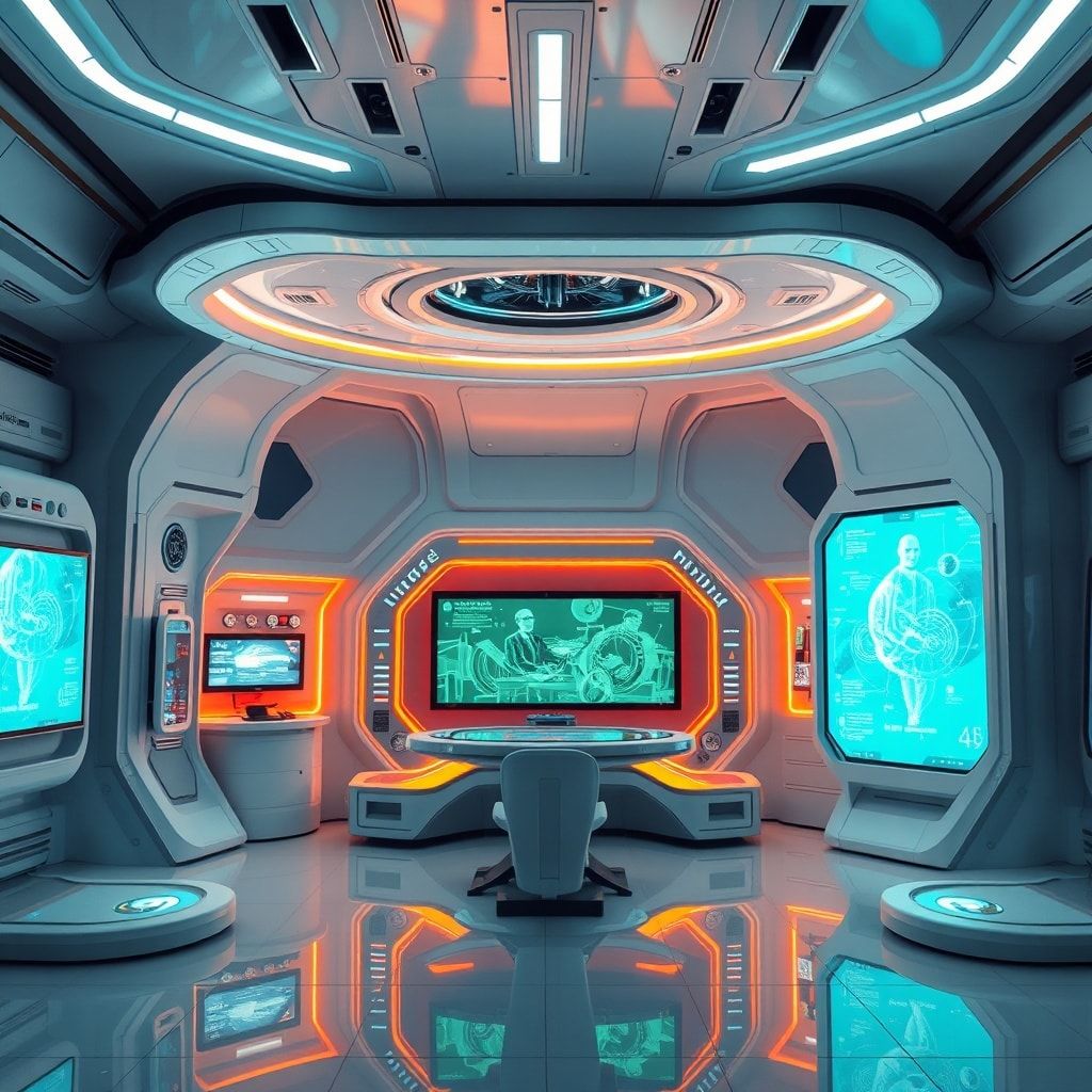 cutting-edge technology solutions in a futuristic setting, sleek design, advanced features, digital screens and holographic displays, dynamic and modern atmosphere