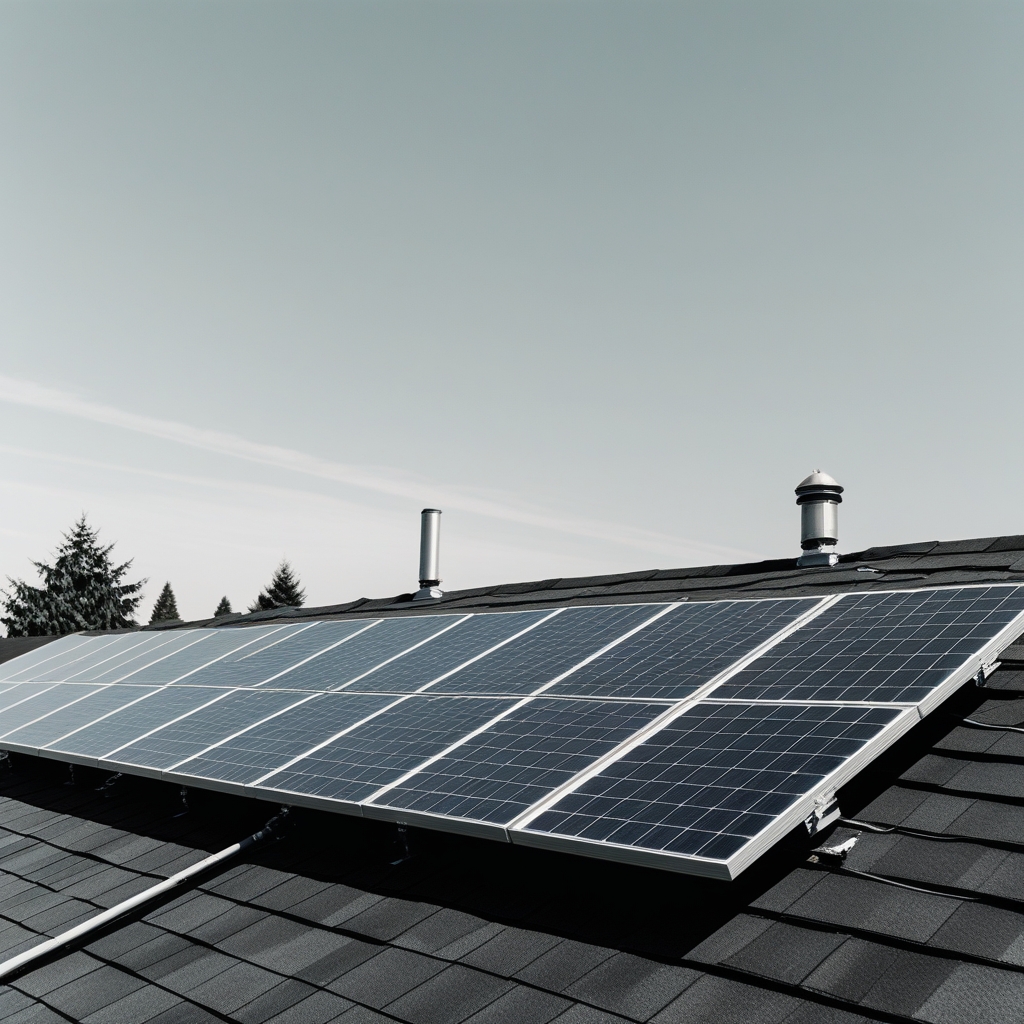 solar panels on a rooftop generating clean renewable energy, sustainable energy sources, solar power technology, eco-friendly