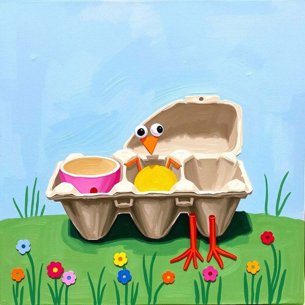 unlock - Children's art projects using upcycled egg cartons, colorful and whimsical creations made from recycled materials, f
