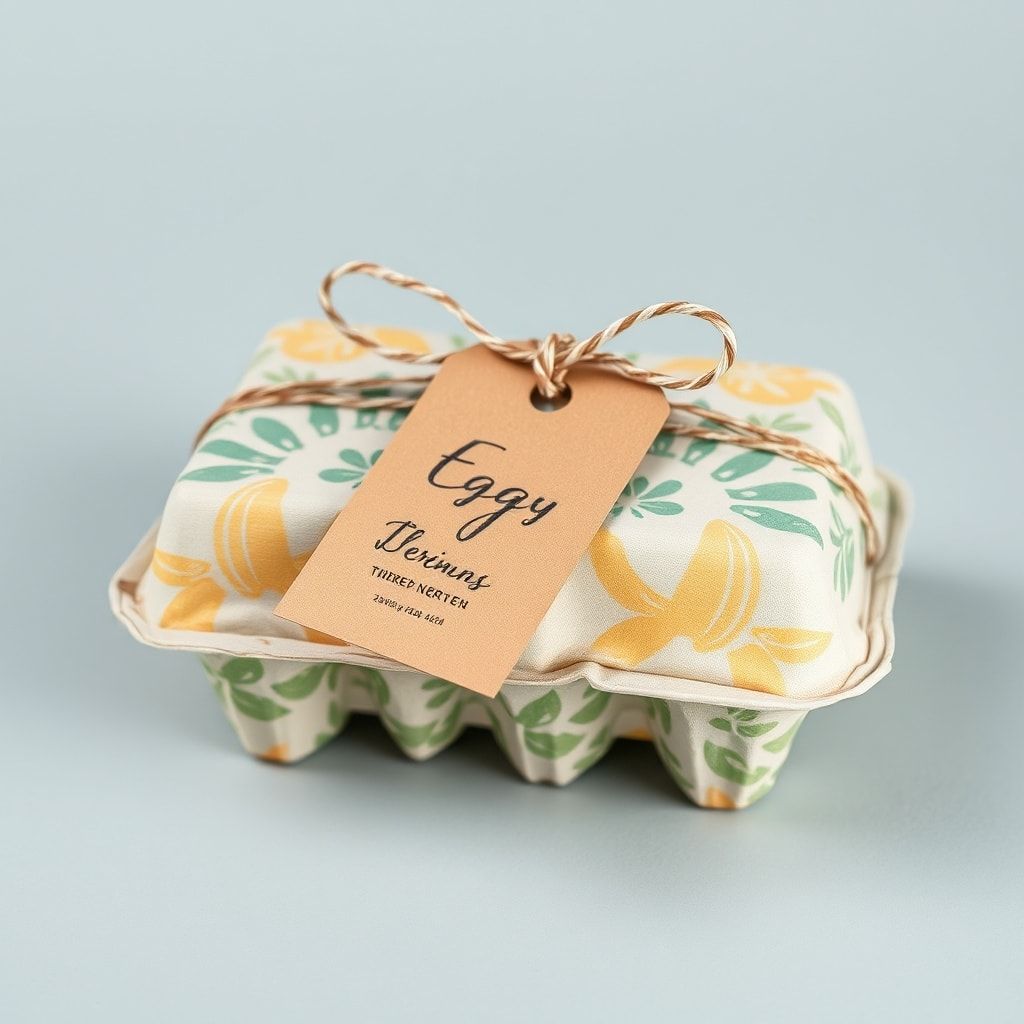 unlock - Eco-friendly gift packaging made from upcycled egg cartons, beautifully wrapped with ribbon and adorned with a handm