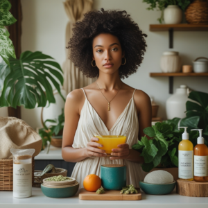 sustainable lifestyle with eco-friendly products and reusable items