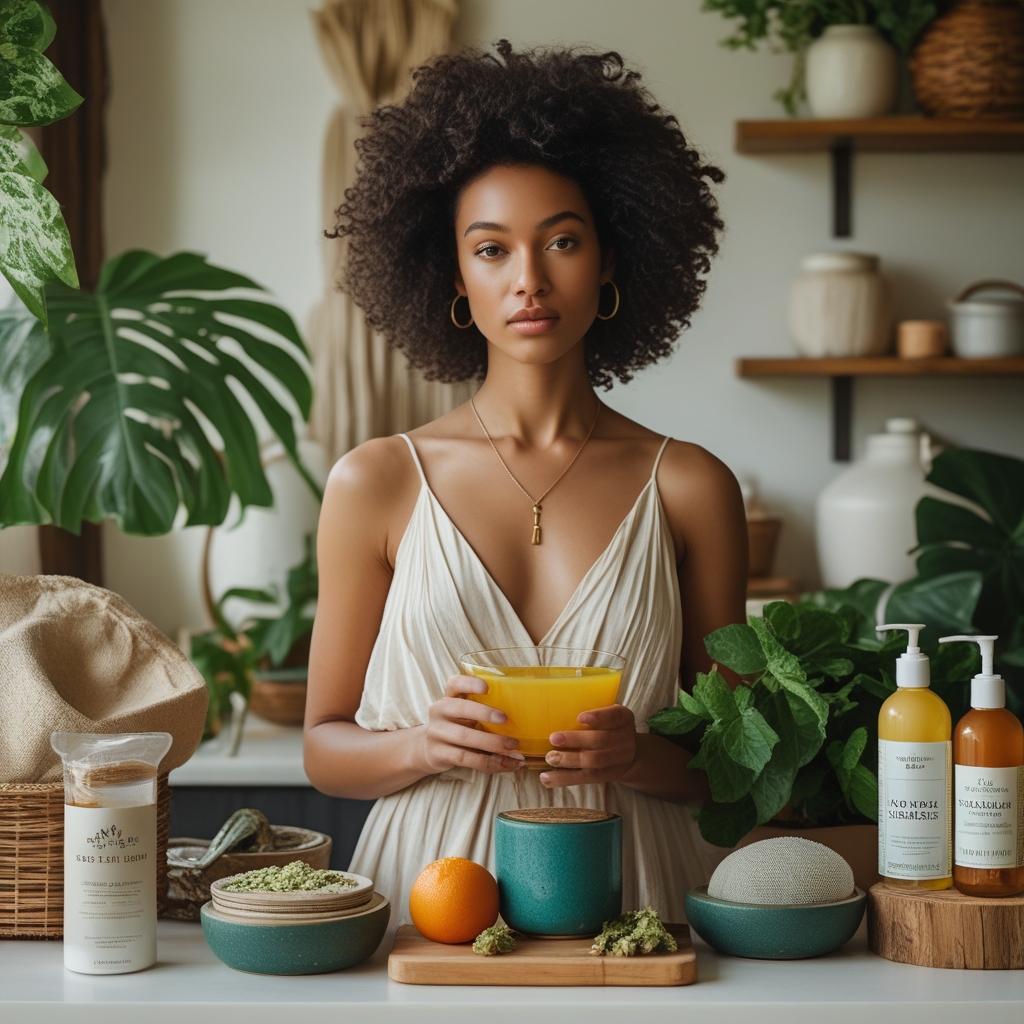 sustainable lifestyle with eco-friendly products and reusable items