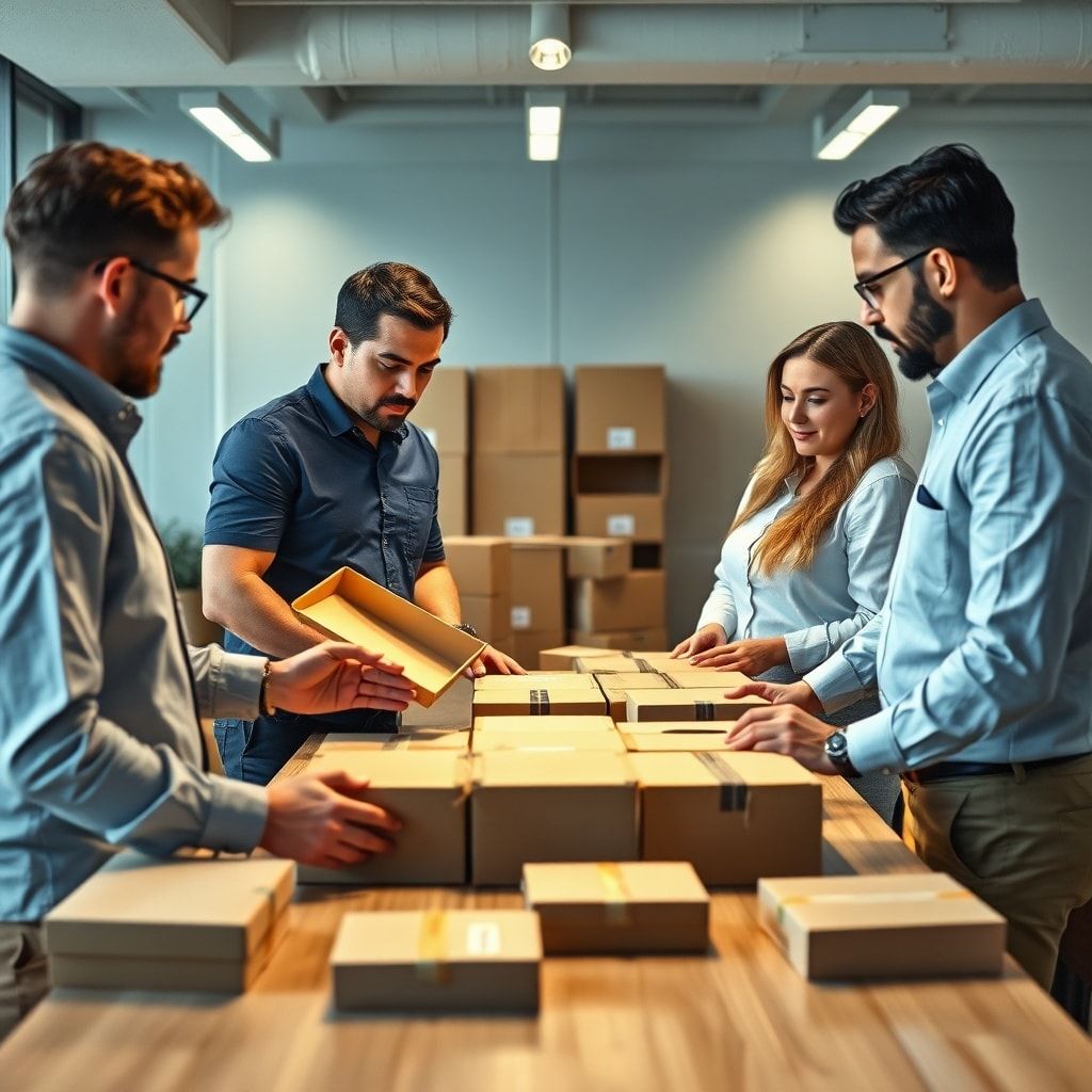 smart - A group of business professionals from a logistics company and a packaging manufacturer discussing a supply chain sol