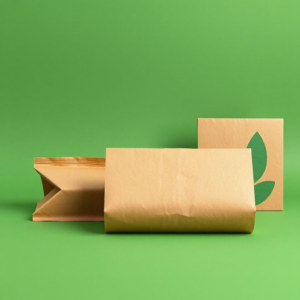 sustainable packaging materials made from recycled paper and cardboard, eco-friendly production process, green and brown colors, earthy tones, natural textures, sustainable packaging solution