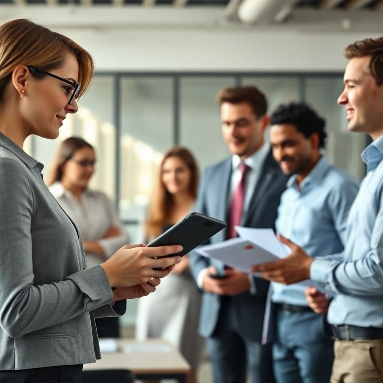 10 Innovative Ideas to Transform Your Business 2 innovative - Businesswoman using digital tablet to analyze data, male executive leading a team meeting, diverse group of empl