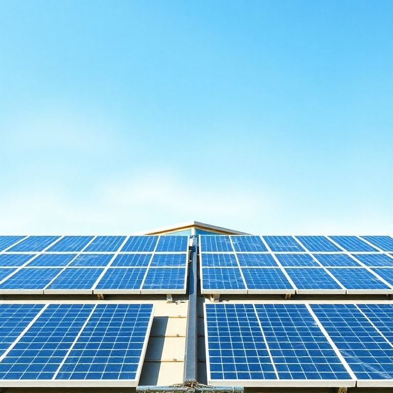 latest - solar panels on a rooftop with a clear blue sky, representing renewable energy and sustainability in modern architec