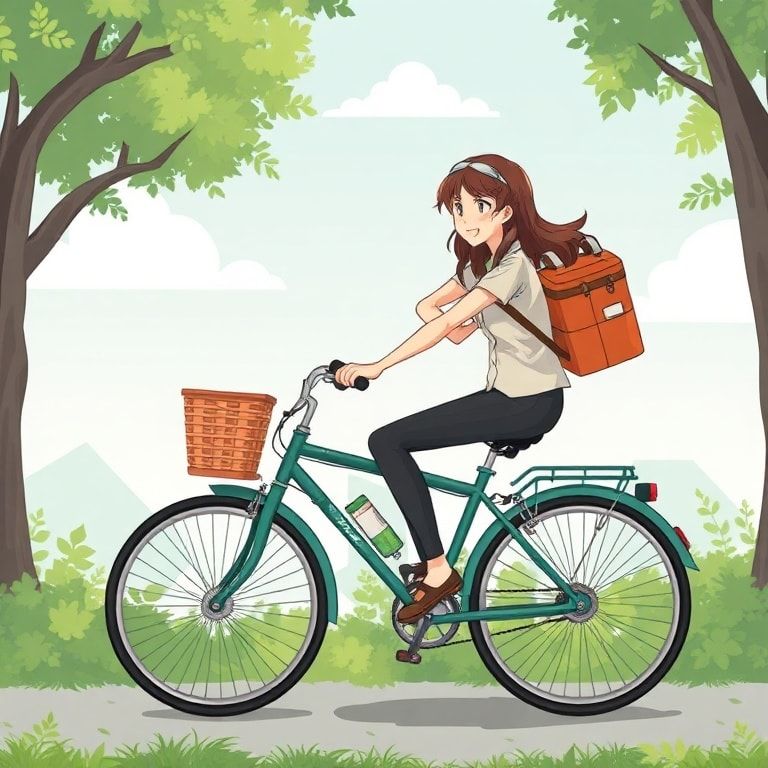 sustainable lifestyle choices, including cycling, recycling, and using reusable products