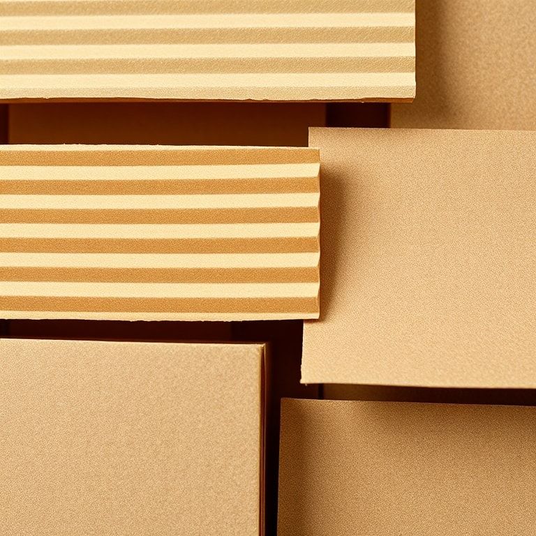 custom - A close-up, macro shot of various corrugated cardboard samples, showcasing different flute types (B-flute, C-flute,