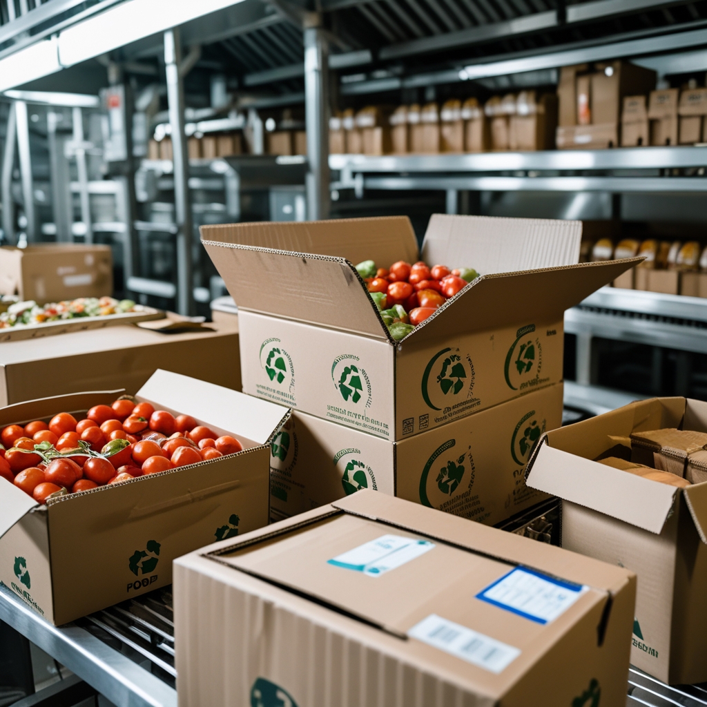 recycled corrugated box materials being used in a food industry setting