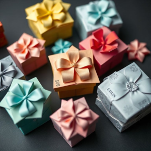 beautifully crafted origami boxes in various colors and designs, intricate paper folds with delicate patterns, artistic creations that showcase the beauty of papercraft, elegant and detailed origami box creations