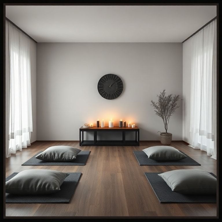 creative - meditation room with cushions, candles, and peaceful atmosphere for mindfulness practices