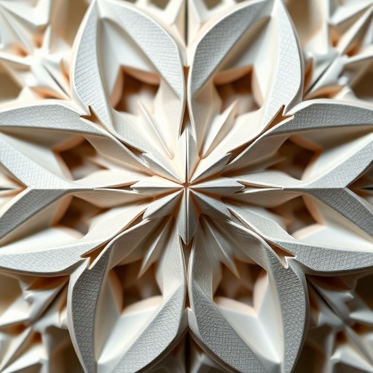 unleash - a close-up of an intricate modular origami design, showcasing the precision and detail of individual units, symmetr