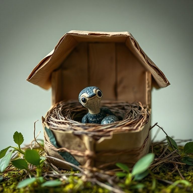 benefits - eco-friendly paper mache nesting box made from recycled materials, emphasizing sustainability and environmentally