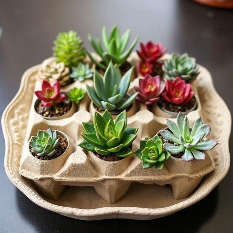 unleash - Upcycled egg carton succulent planters, arranged in a decorative tray, adding a touch of greenery to your home deco