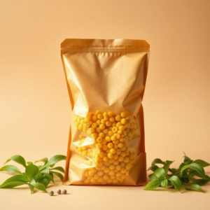 bioplastic made from corn, sugarcane, and algae, eco-friendly packaging material, sustainable alternative to traditional plastics