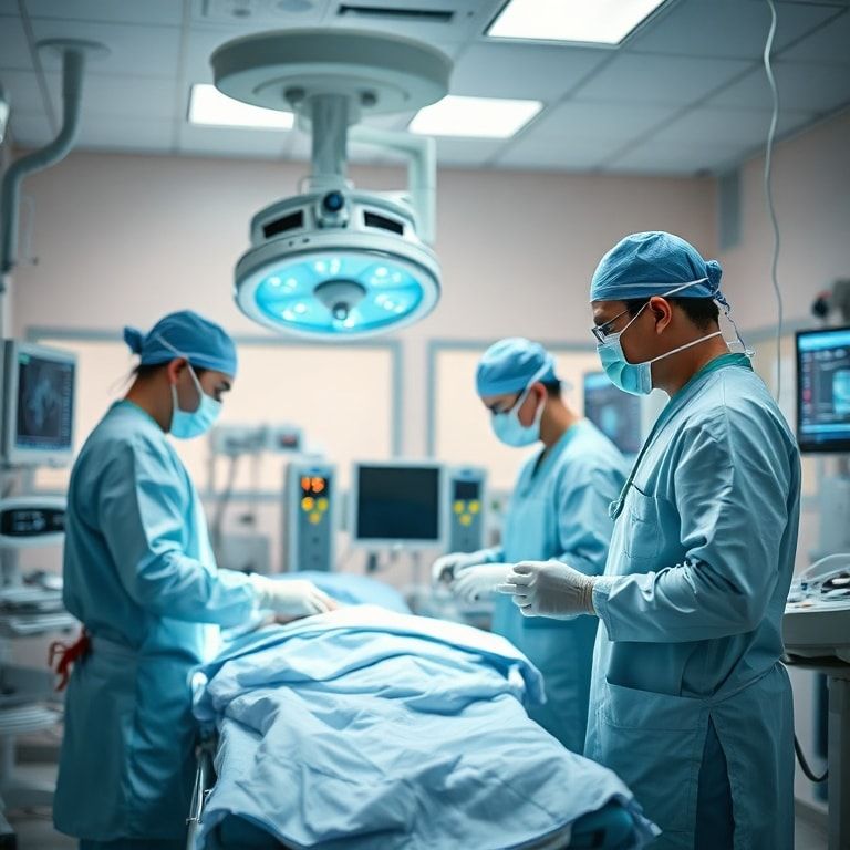 cutting-edge medical technology in a hospital setting, with doctors and nurses attending to patients, high-tech equipment and monitors, sterile and modern environment, life-saving procedures in progress