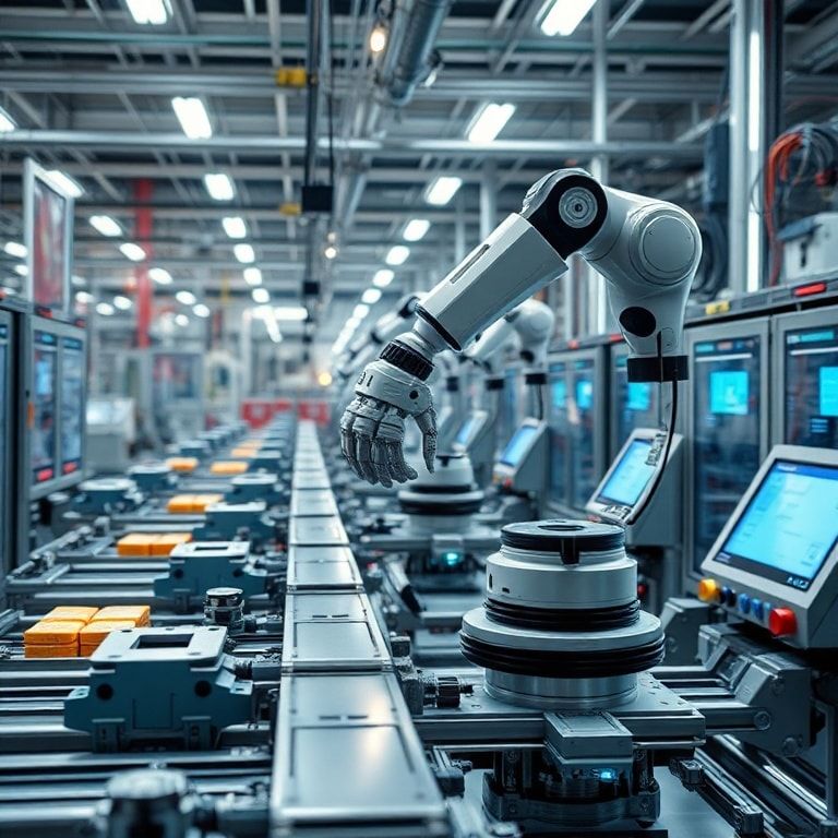 robotic arms working on packaging lines, futuristic packaging machinery in operation, advanced automation technology in a packaging facility, high-tech packaging equipment with digital displays