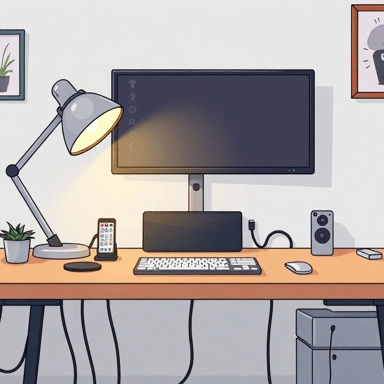simple - minimalist desk setup with cable management solutions and personal touches