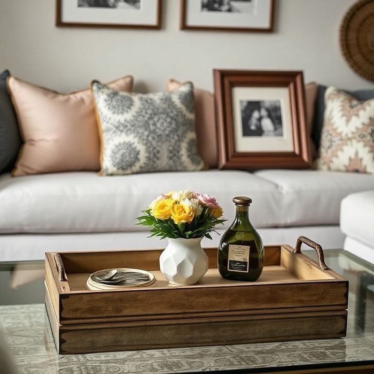 creative - picture frames repurposed as tray tables, DIY home decor project, vintage frames with decorative handles, elegant