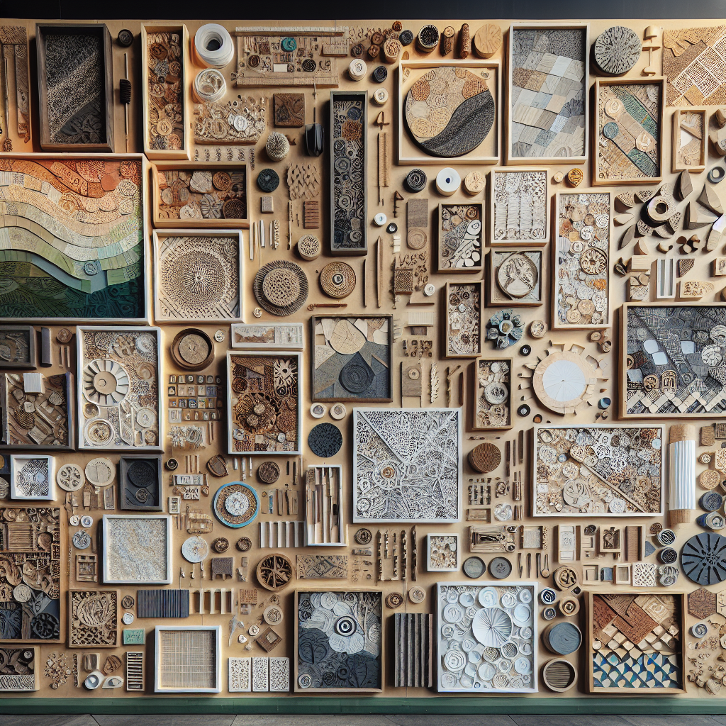 Creative DIY wall art pieces made from canvas, wood panels, and recycled materials