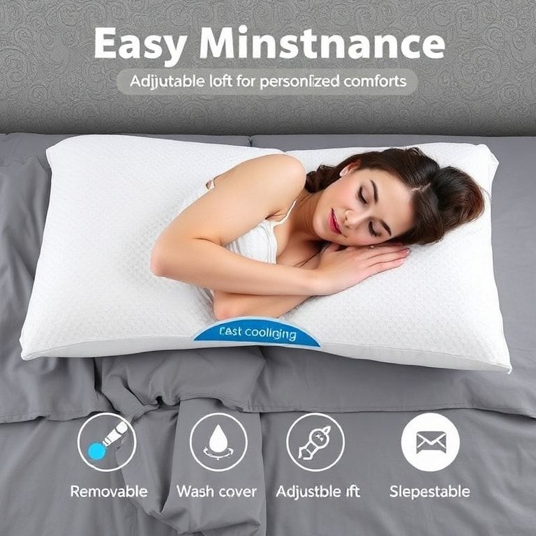 reasons - easy maintenance gel cooling pillow with removable and washable cover, durable and long-lasting material, modern an