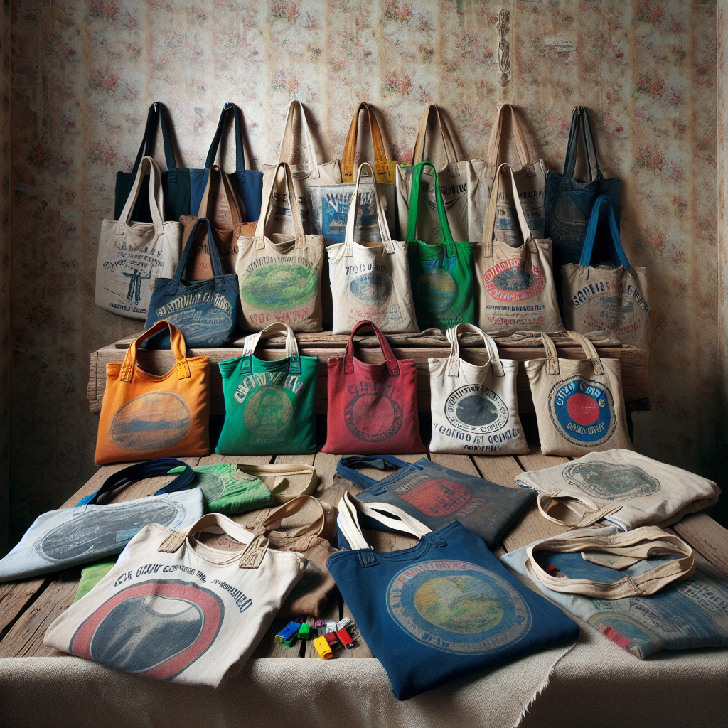old t-shirts repurposed as tote bags, showcasing a creative way to upcycle clothing