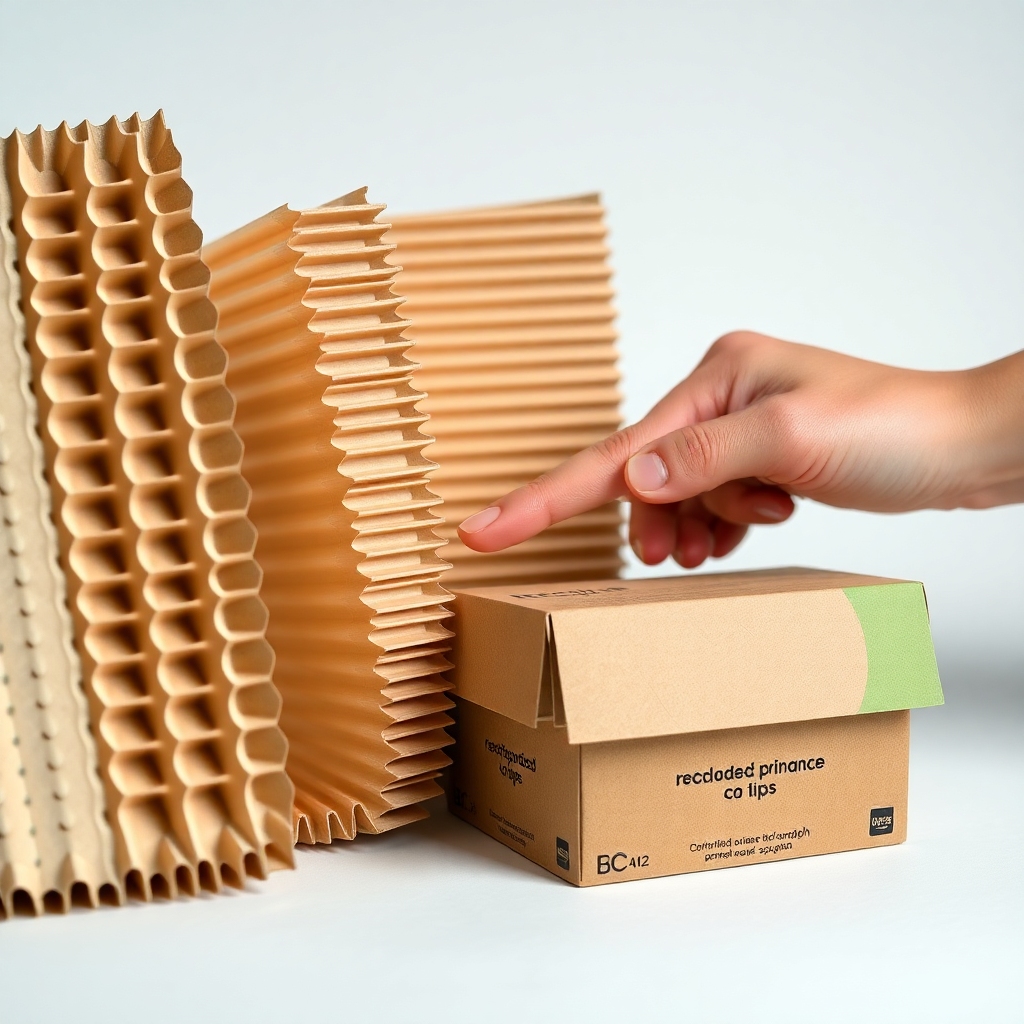 A close-up shot showing the texture of various corrugated cardboard flutes (E, B, C, BC) with different thicknesses and patte
